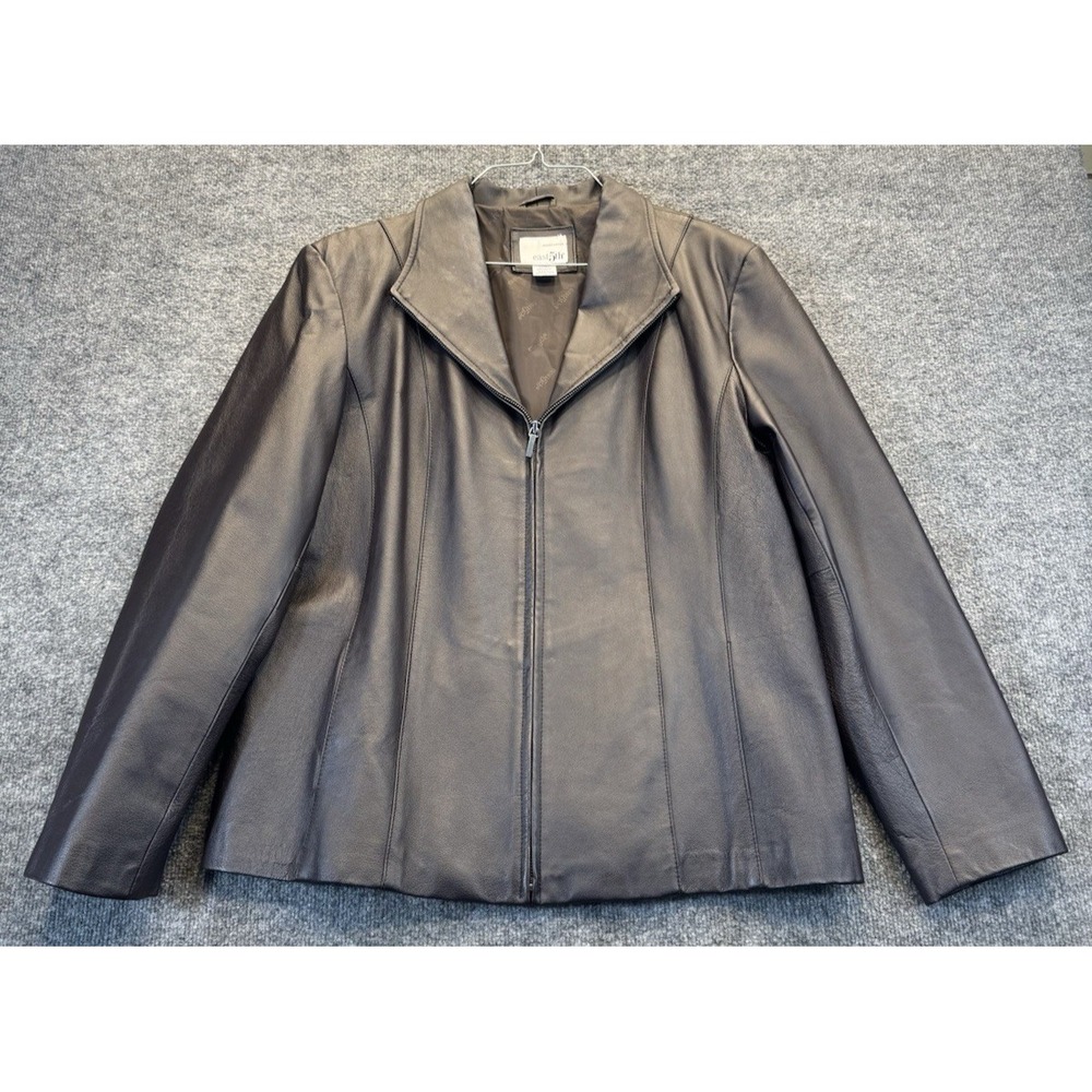 East 5th Women's XL Genuine Leather Jacket Brown Zip Front Lined